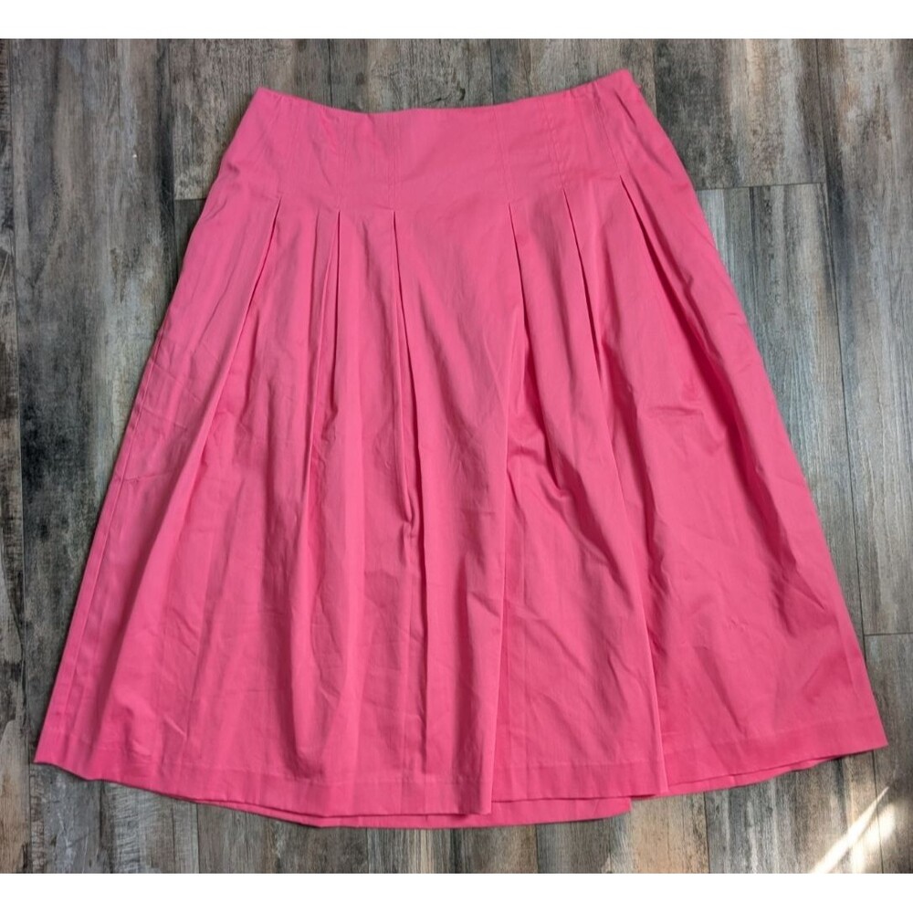 Boden Midi Skirt Pink Pleated Pockets Cotton Blend A Line Fit Flare 12P Petite